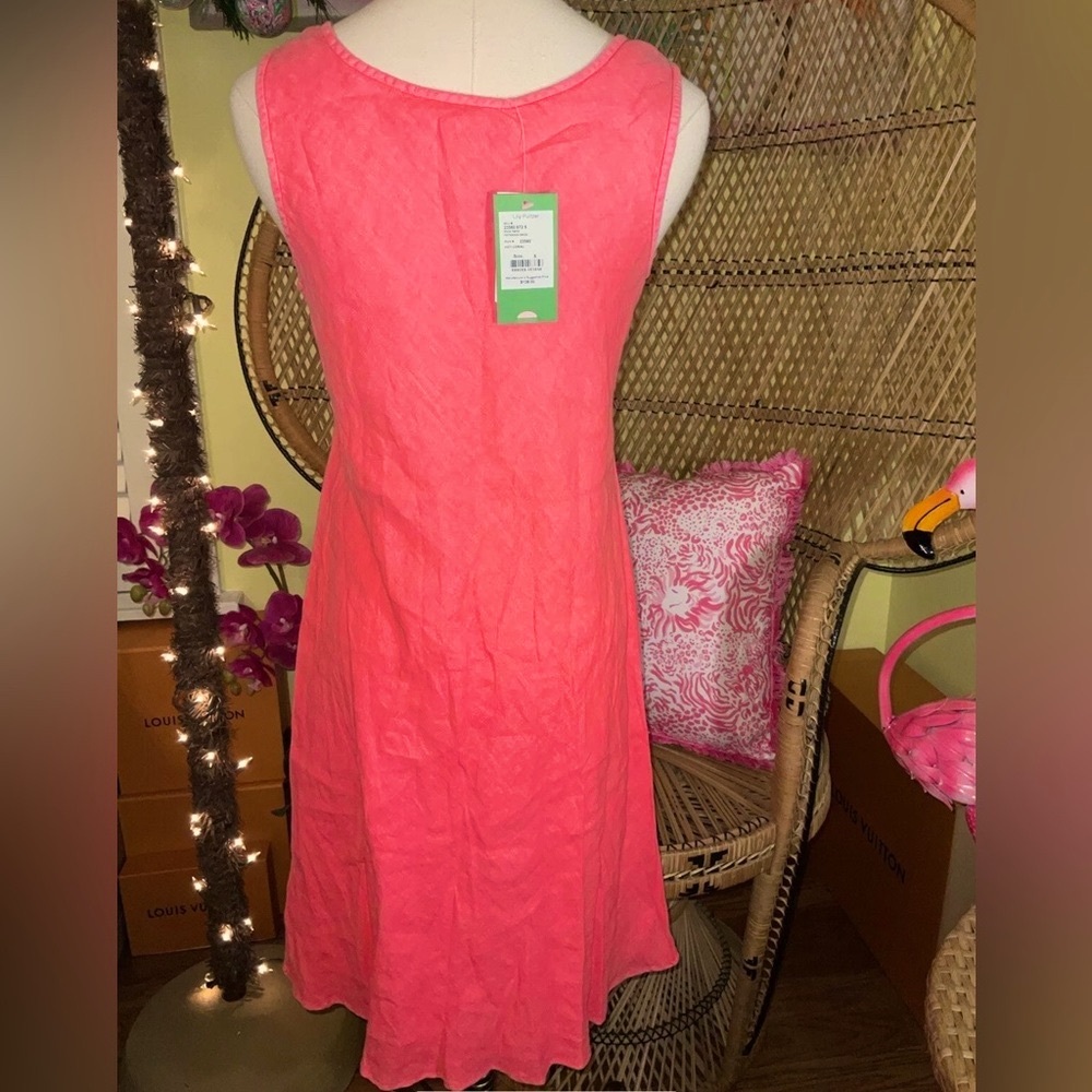 Lilly Pulitzer NWT Patterson Linen Dress Hot 🔥 Coral $138 Size S - Picture 6 of 7